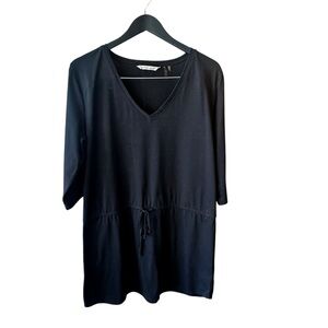 Soft Surroundings Dress Tie at Waist Black‎ Casual Short Sleeve Size Large